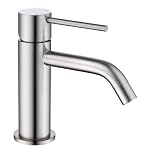 Friota Brushed Nickel Bathroom Sink Taps, Anti Corrosion Single Handle Contemporary Water Saving Mono Basin Taps, Anti Smudge Satin Nickel Mixer Taps for Cloakroom Basin, Bathroom Vanity & Rv