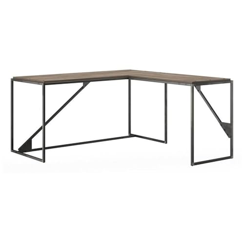 Bush Furniture Refinery - Scrivania industriale a forma di L, 62 W, con ritorno da 37 W, colore: grigio rustico