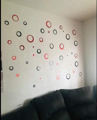 Image of Bikri Kendra -12 Ring Silver 12 Red 3D Acrylic Mirror Wall Decor Stickers - for Drawing Room Living Room Bedroom Kids Room Home & Office Sticker