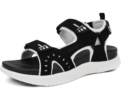 Image of KuaiLu Mens Hiking Sandals With Arch Support Sport Recovery Athletic Walking Sandals For Man Outdoor Summer Casual Thick Cushion Beach Water Fisherman Sandal Size 7-15