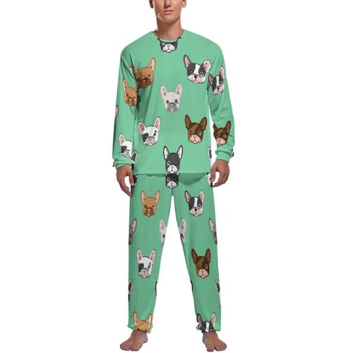 Ensemble pyjama homme bouledogue haut et bas fini les vêtements de nuit inconfortables