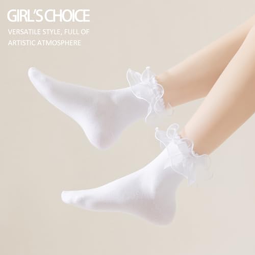 Women Lace Socks Ruffle Frilly Socks - Comfortable Cotton Cute Princess Lolita socks with Bow2