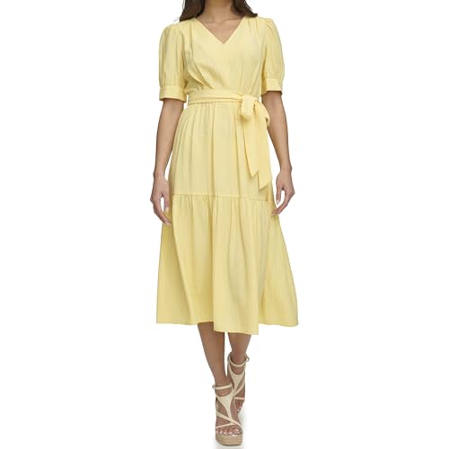 Robe mousseline DKNY manches longues coupée pour affiner la taille