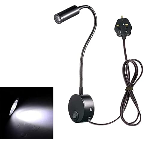 Youngine Flexible Gooseneck Plug in Reading Lamp Art Works Show Accent Light Wall Mount Sconce Spot Lamp Fixture with On/Off Switch Cover
