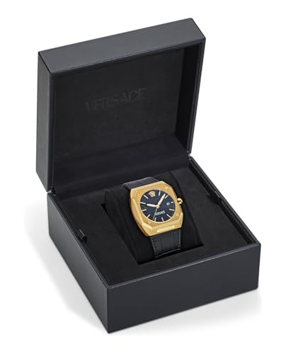 Versace Antares Collection Luxury Mens Watch Timepieces with a Black Strap and Dial Featuring a Gold Case4