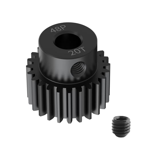 FOCMKEAS 48P Pinion Motor Gear 20T 1/8 inch(3.175mm) Shaft Hole, 1045 Hardened Carbon Steel Pitch Gears RC Upgrade Part fit for RC Brushless Brush...