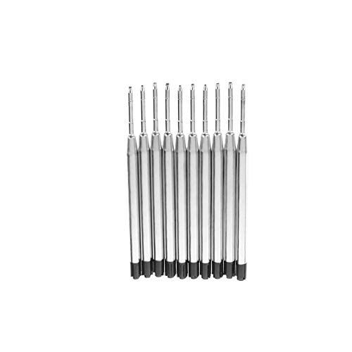 RainbowBeauty 10pcs remplaçable Stylo à Bille recharges de Stylo à Bille en métal Recharges de Stylo à Bille Noir communes de Stylo à Bille Noire recharges de recharges de Bureau écriture de Bureau Cover