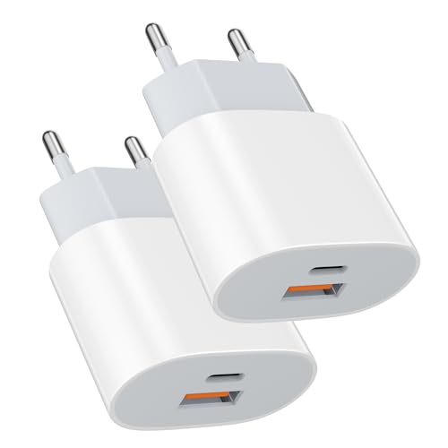 Schnellladeger&auml;t 25W USB C Ladeadapter 20W Typ-C Ladeadapter netzteil 15W USB Typ-A Ladeger&auml;t（Wei&szlig; 2 St&uuml;ck） f&uuml;r:iPhone 16/16 Pro/16 Pro Max/16 Plus/15 14 13 12 11 Pro Max X XS Samsung Galaxy