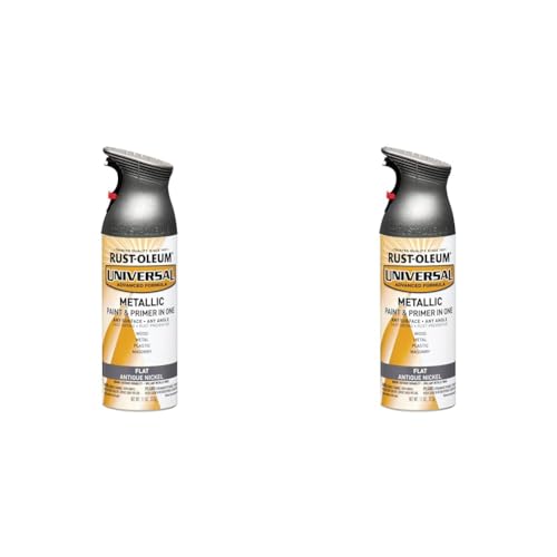 Image of Rust-Oleum 271474 Universal All Surface Metallic Spray Paint, 11 oz, Flat Antique Nickel (Pack of 2)