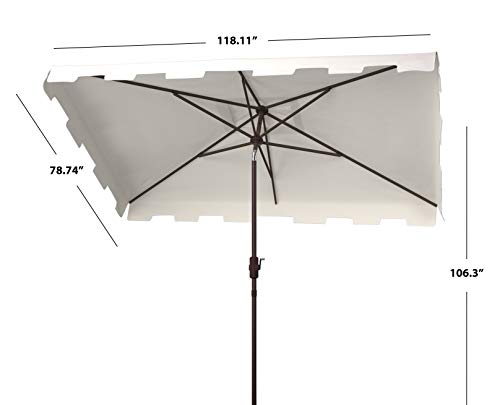 Safavieh Pat8300K Outdoor Zimmerman White 6'6" X 10' Rectangle Market Uv Protected Umbrella #TOP4