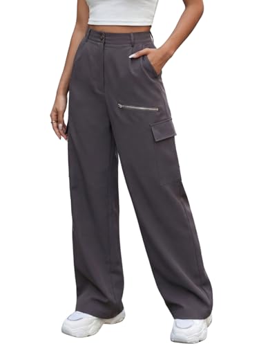 Image of GRECIILOOKS Cargo Pants For Woman | Trousers For Womans |High Waist Trouser for Women - Flared Parachute Pants with Side Pockets |Womens Cargo Pant | Elegant for College & Events (Available in Plus Size)