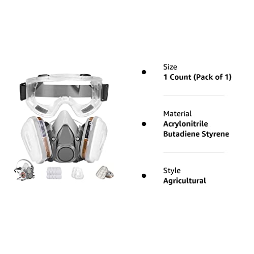 Respirator Mask,Half Facepiece Gas Mask With Safety Glasses Reusable Professional Breathing Protection Against Dust,Chemicals,Pesticide And Organic Vapors, Perfect For Painters And Diy Project #TOP7
