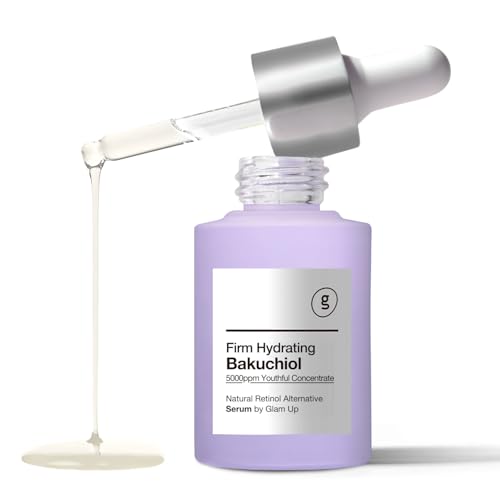 Glam Up Bakuchiol Serum & Hyaluronic Acid - Anti-Aging Retinol Alternative Serum, Blur Fine Lines, Anti-Wrinkles, Pore shrink and Soothing Pimples, Hydrate Facial Skin, Cruelty-Free (1.01 Fl Oz)