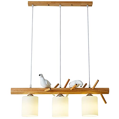 Lampes suspendues oiseau en bois pour illuminer un salon moderne et chaleureux