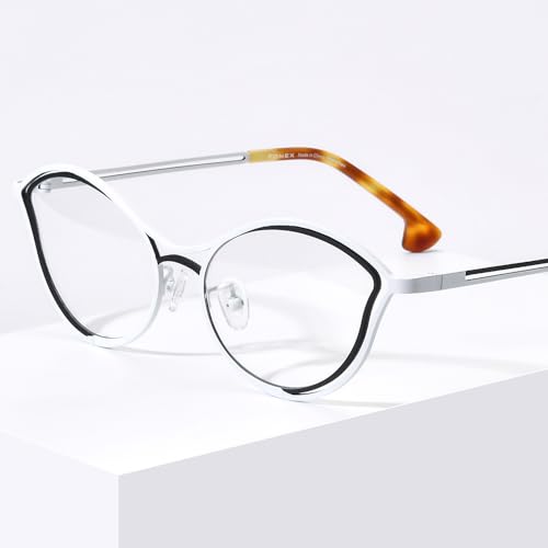 Image of FONEX Colorful Pure Titanium Glasses Frame Women Retro Round Eyeglasses