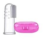 Baby Silicone Finger Toothbrush with Tongue Cleaner & Storage Case | BPA-Free Soft Brush for Newborn Oral Care, Gum Massage & Teething Relief | Safe Finger Toothbrush for Infants & Toddlers (Multicolor, Pack of 1)