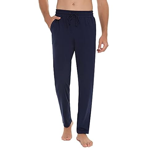 Litherday Schlafanzughose Herren Lang Pyjamahose 100% Baumwolle Nachtwäsche hose Unifarbene Freizeithose Cover