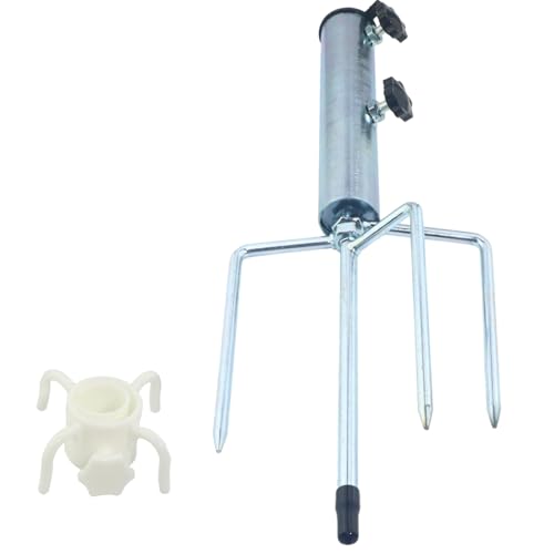 GIVIHGETI Pied de parasol avec 4 piquets amovibles et réglables - Pied de parasol de plage - Ancrage au sol pour parasol - Piquet en métal pour plage, herbe, sable