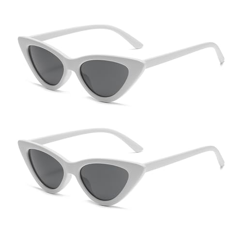 Ridering Retro Small Narrow Vintage Cat Eye Sunglasses for Women Plastic Frame UV400 Protection Retro Sunglasses