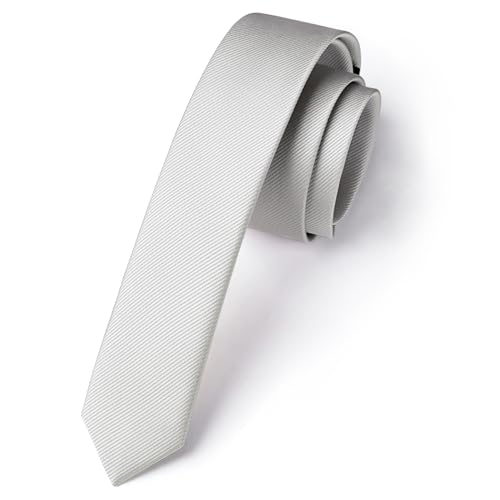 Enlision Light Grey Tie Skinny Silver Ties For Men Wedding Solid Color 4cm Slim Necktie Classic Formal Silk Tie For Party Business