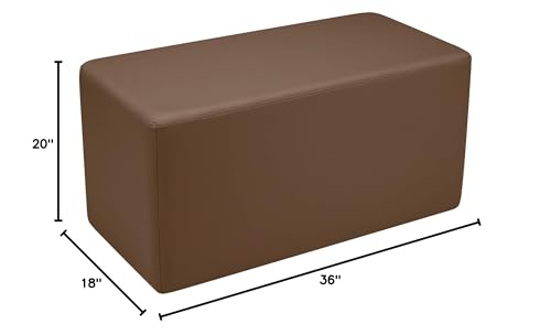 Image of Sprogs 18 inch H Structured Rectangle Stool -Flexible Modular Collaborative Soft Seating for Office, Home, Lounge and School Classrooms with Durable Frame & Set of 2 inch Casters Add-on -Chocolate