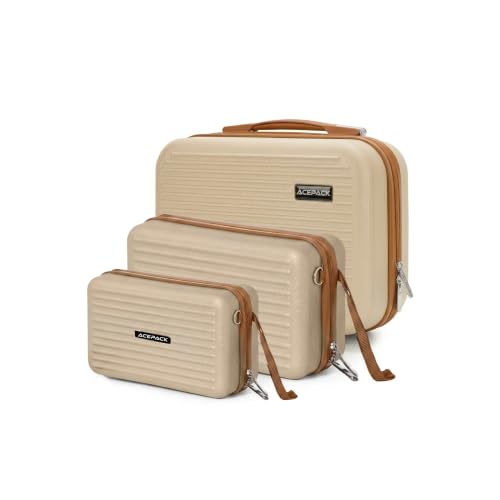 Image of ACEPACK by Verage Megatron Pro Luggage Set of 3 (20, 24 & 28 Inch) | PP Hard Shell Travel Suitcase Set with 8 Spinner Wheels, Number Lock & Telescopic Handle | Butterscotch (Set of 9)