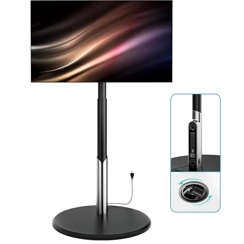 LLDEPLL Floor Mobile TV Stand with Power Outlet, Rolling TV Cart for 27-65 Inch OLED LED Monitors, 6...