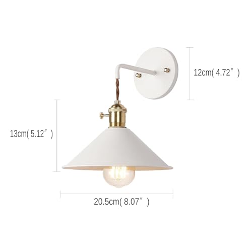 Luz de pared vintage E27 con interruptor propio aplique orientable blanco para lectura 3