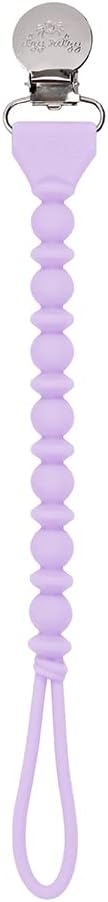 Itzy Ritzy Silicone Pacifier Clip 100% Food Grade Silicone Pacifier Strap with Clip Keeps Pacifiers, Teethers & Small Toys in Place Features One-Piece Design & Silicone Cord (Purple)