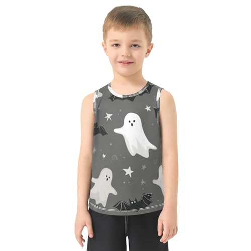 Bolaz Boys Athletic Quick Dry Tank Top Sleeveless Workout T Shirts Age 11-15,Ghost Stars Bats Pattern2