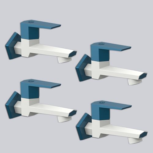 Image of RN PTMT Long Body Bib Cock for Bathroom | 15mm Long Body Foam Flow Water Tap with Flange | Luxury G20 Collection Faucet | High-Grade Engineering Polymer Tap (White Marine Blue Dual, Pack of 4)