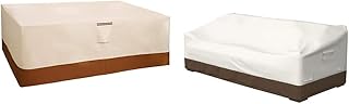 SONGMICS Housse de Table et de Chaise de Patio, Tissu Oxford 600D, 240 x 140 x 90 cm (L x l x H), Beige GFC93M & Amazon Basics Housse de Protection pour canapé 3 Places Griffen