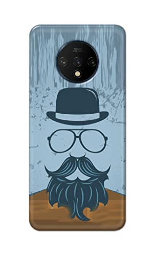 Image of PRINTFIDAA Mustache Beard and Hairstyle Hipster in Glasses Printed Designer Hard Case for OnePlus 7T Back Cover -(e) RPM1002