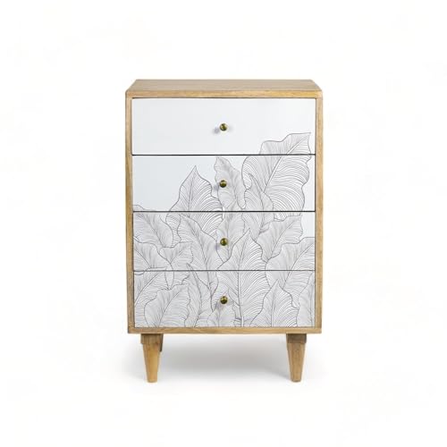 Image of Solid Wood Ranthambore Chest of Drawer | Wooden Chest of Drawer |Chest of Drawers with Storage | Dresser with 4 Drawers | Finish- Natural and White