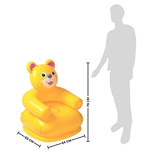 Image of Storio Happy Animal Inflatable Chair for Kids | Cute PVC Sofa for Toddlers | Foldable & Portable Air Chair for Boys & Girls | Comfortable Plastic Balloon Chair | Multicolor Animal Design