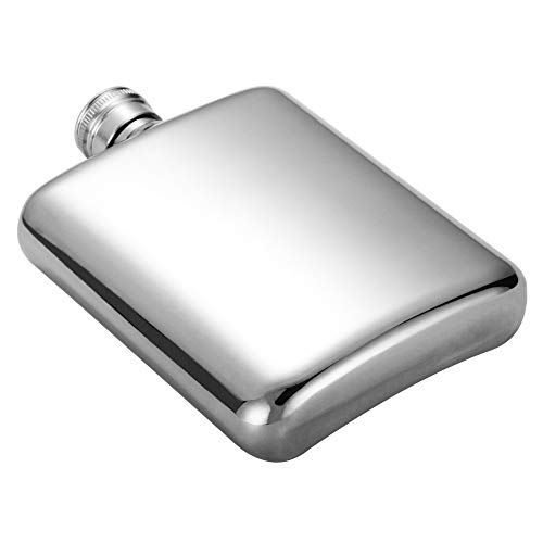 Hidoran 6Oz Shiny Hip Flask Stainless Steel Pocket Container For Drinking Thickening Hip Flasks With Funnel Curved Pocket Flask For Liquor Leak-Proof Mirror-Like Finish Silver #TOP2