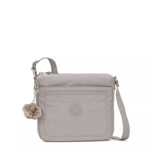 Kipling Bolsa tiracolo feminina Sebastian, superleve, durável, bolsa de ombro, Cinza-claro, 9'L x 8.5'H x 1.75'D