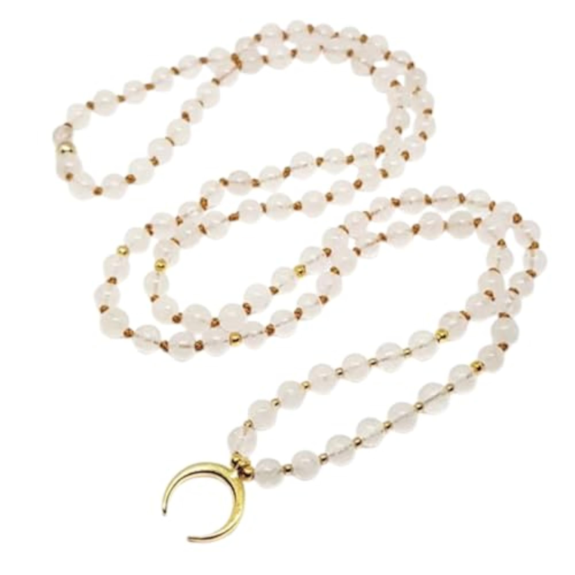 Natural Crystal Quartz Beaded Handmade Prayer Mala Necklace