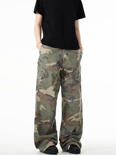 Men's Jeans Vintage Casual Pants Loose-Fit High-Street Workwear Women Trouser for Men3