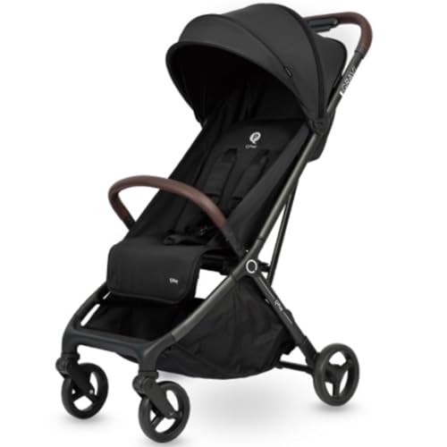 QPlay Stroller Grav Silla de Paseo Compacta con Plegado Automático por Gravedad, Capota Extensible, Respaldo Ajustable, Arnés de 5 Puntos, Reposapiés y Cinturón – Apta para Maletero (Negro)