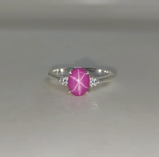 Pink Lindy Star Ring in 925 Sterling Silver Pink Ruby Ring, 6 Rays Star Gemstone, Rings Engagement3