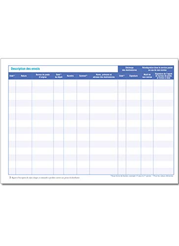 Registre d'Inscription des Objets Chargés, Recommandés et Produits Courrier avec Preuve de Distribution - M075
