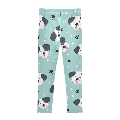 Cartoon Dog Paw Dots Girls Leggings Ultra Soft Compression Yoga Gym Pants for Kids 4-10T2