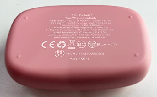 Bluetooth Earphones, NEW Tribit 100H Playtime Deep Bass IPX8 Waterproof Sport Stylish Pink Wireless Earbuds and Touch Control Bluetooth in-Ear Headphones for Running Fitness Music and Home Office Work