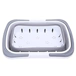 Yinhing Foldable Bath Toy Storage Basket, Quick Drain Drying Organizer with Hollow Design, for Bathroom Kitchen Travel Swimming Pool Sauna (Grey)