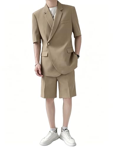 Costume d'été homme chic avec veste revers cranté et pantalon court coupe smoking