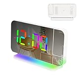 Sveglia per camera da, rotazione di 180 gradi, con proiezione a LED, con display regolabile, proiettore digitale silenzioso | Display orario da parete a soffitto per bambini e adulti, comodino