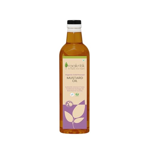 Image of Praakritik Organic Mustard Oil 500ml, Cold-Pressed Sarson Ka Tel, Unrefined & Chemical-Free, 100% Natural Cooking Oil (Pack of 2)
