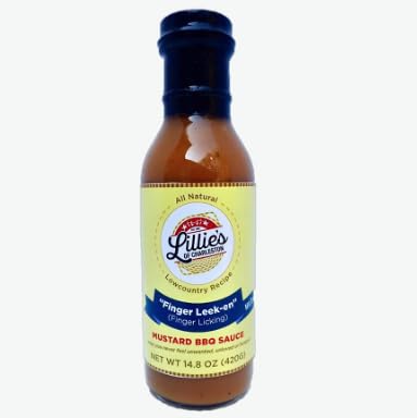 Lillie's of Charleston Finger Leek-en Salsa BBQ de mostaza suave Natural, sin conservantes, vegana Ideal con pollo, costillas de cerdo y hombro,