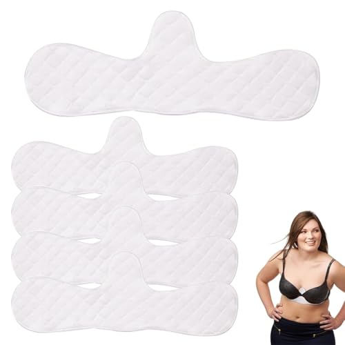IKOPFLN Sweat Absorbing Pad,5 Forros de Sudor Debajo de Senos Pecho Sujetador de Algodón Reutilizables Almohadillas Absorbentes de Sudor(Blanco)